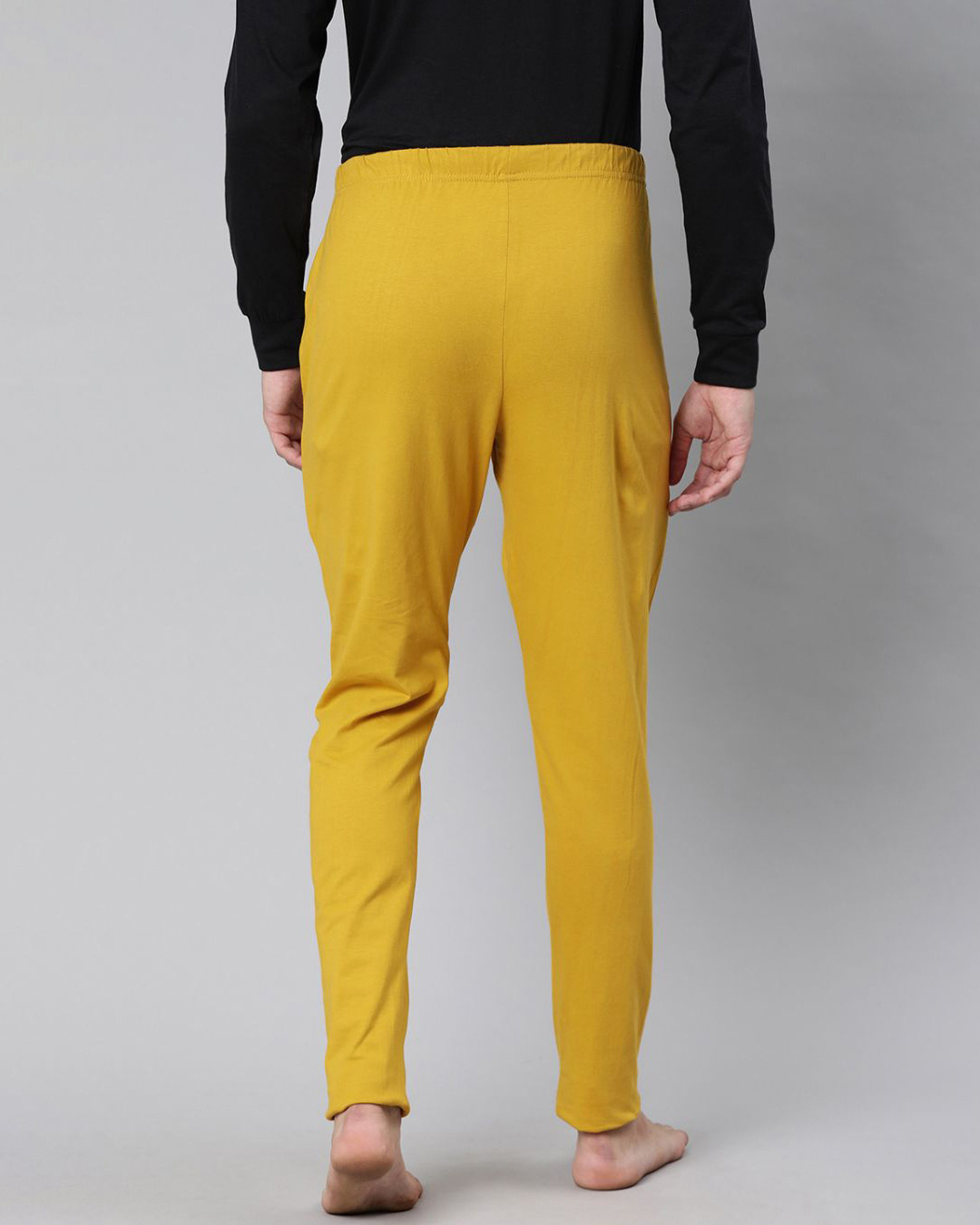 Shop Yellow Solid Track Pants-Back