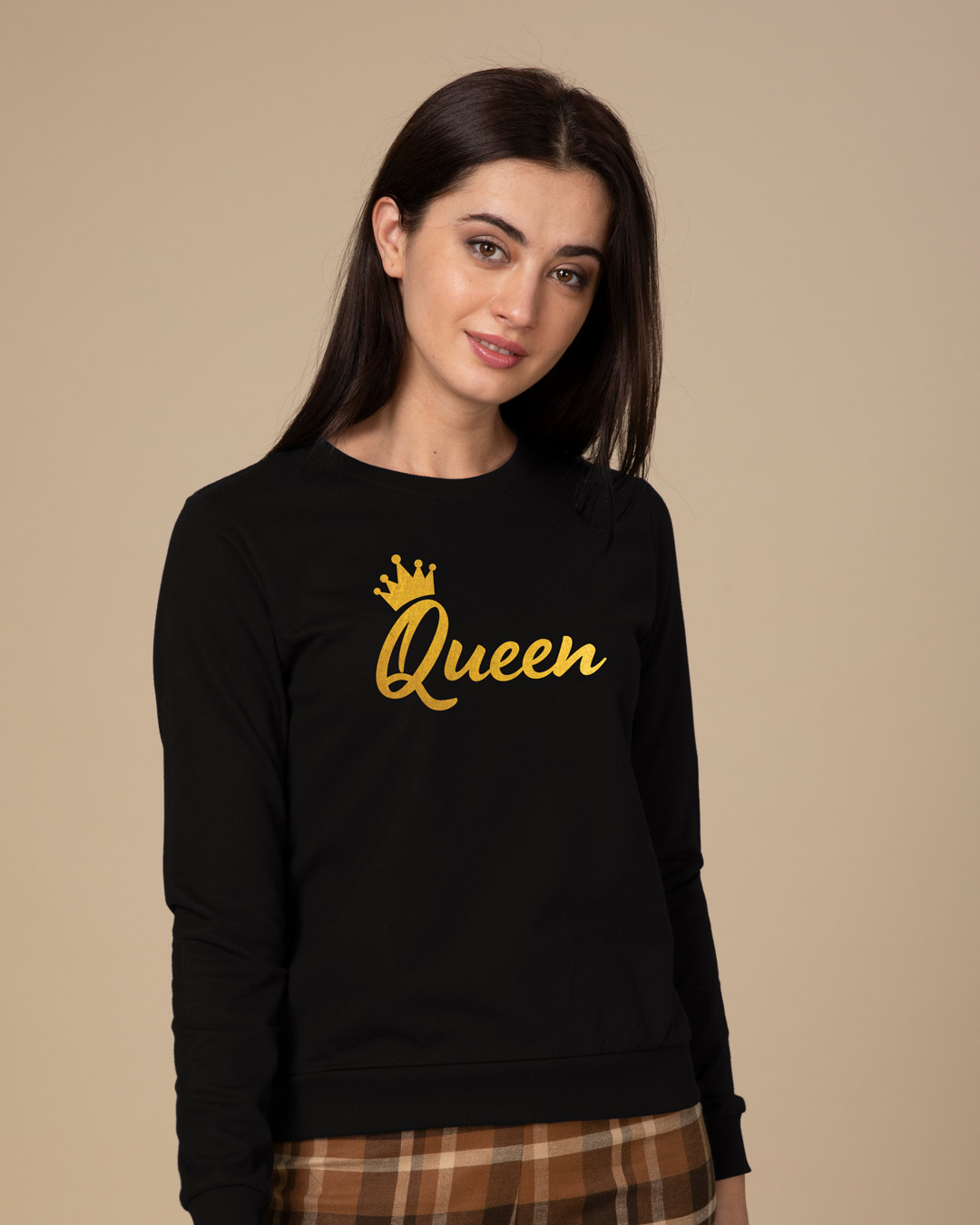 Shop Queen Gold Print Fleece Light Sweatshirt-Back