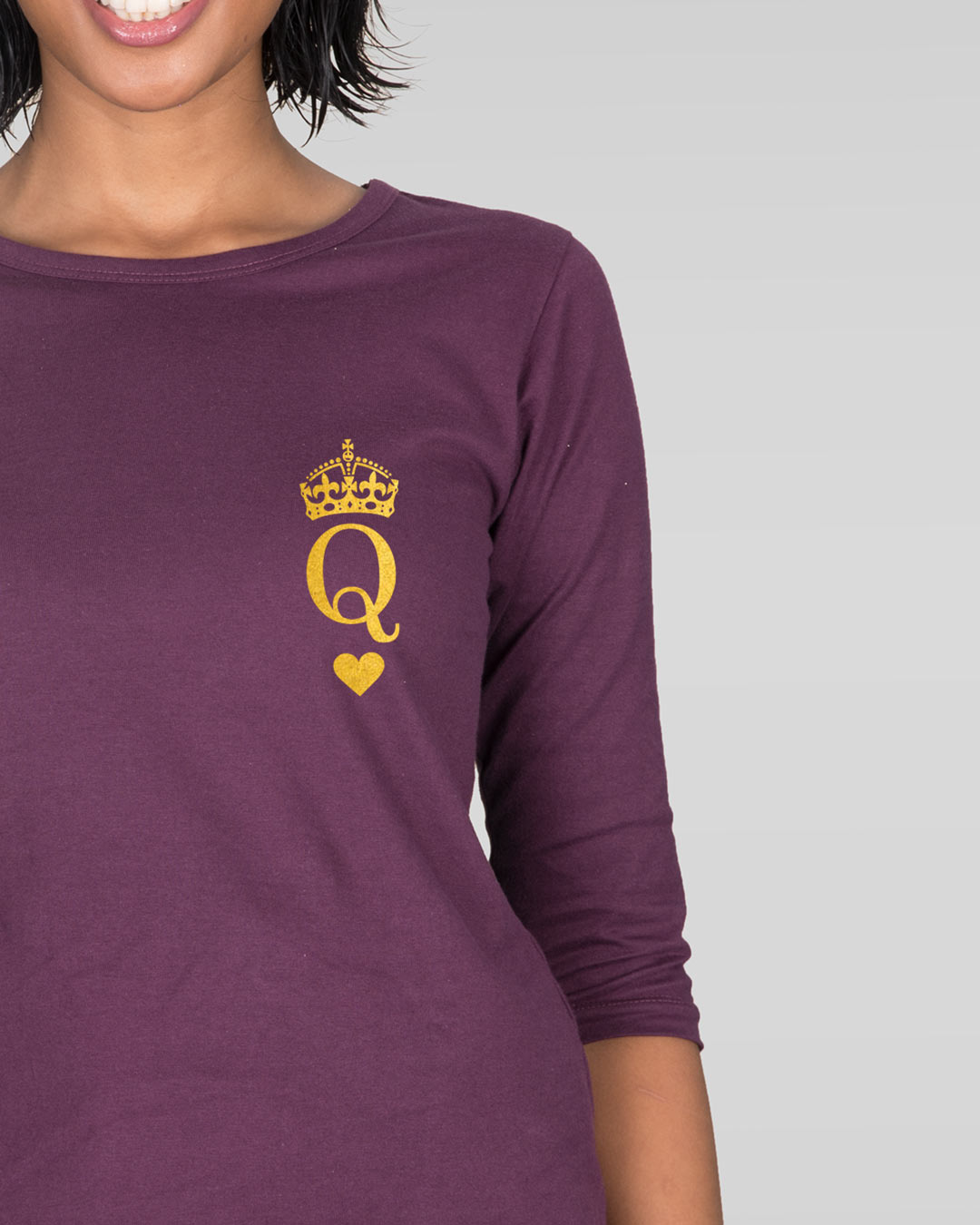 Buy Queen Pocket Gold Printed 3/4 Sleeve T-Shirt For Women ...