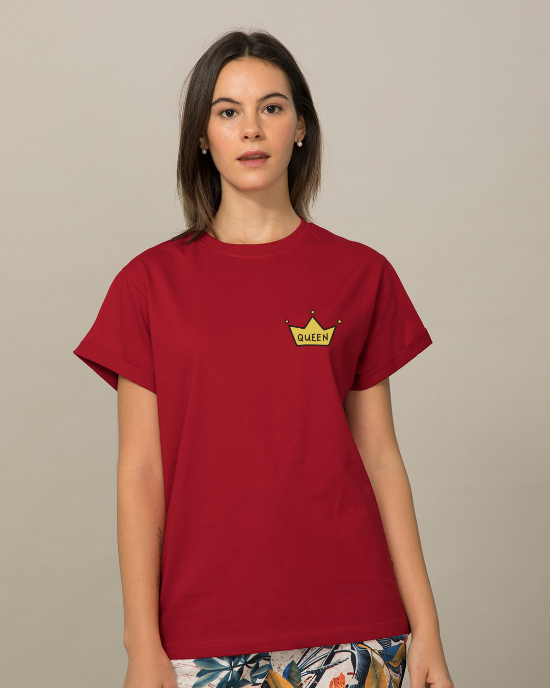 Shop Queen Pocket Print Boyfriend T-Shirt-Back
