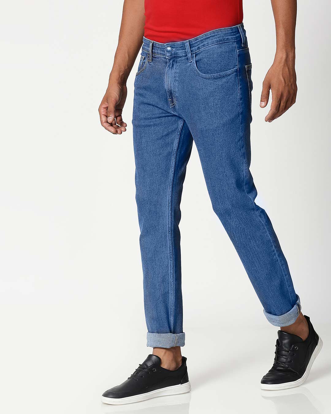 Shop Quilt Blue Mid Rise Stretchable Men's Jeans-Back