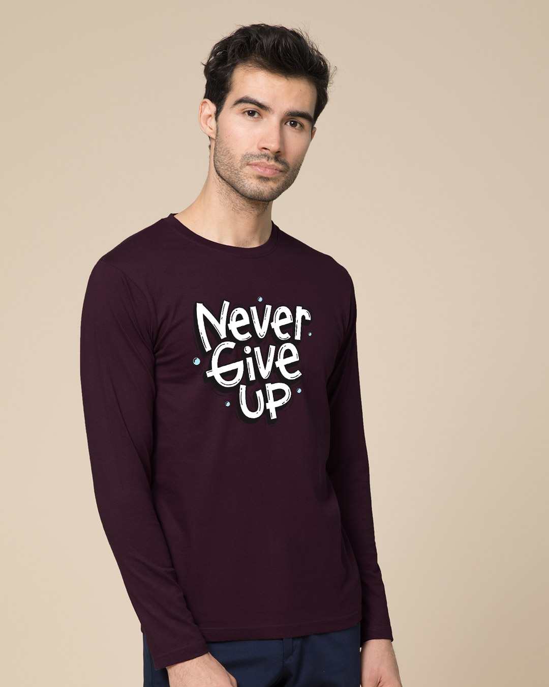 Shop Quirky Never Give Up Full Sleeve T-Shirt-Back
