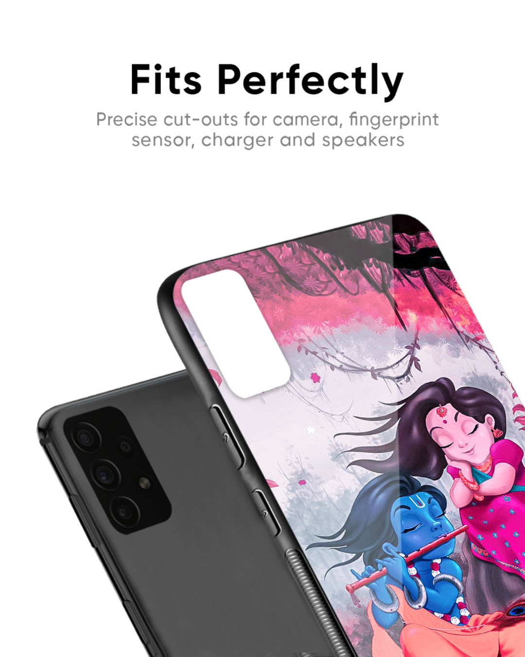 Shop Radha Krishna Art Premium Glass Case for Realme 11 Pro+ 5G (Shock Proof, Scratch Resistant)-Back