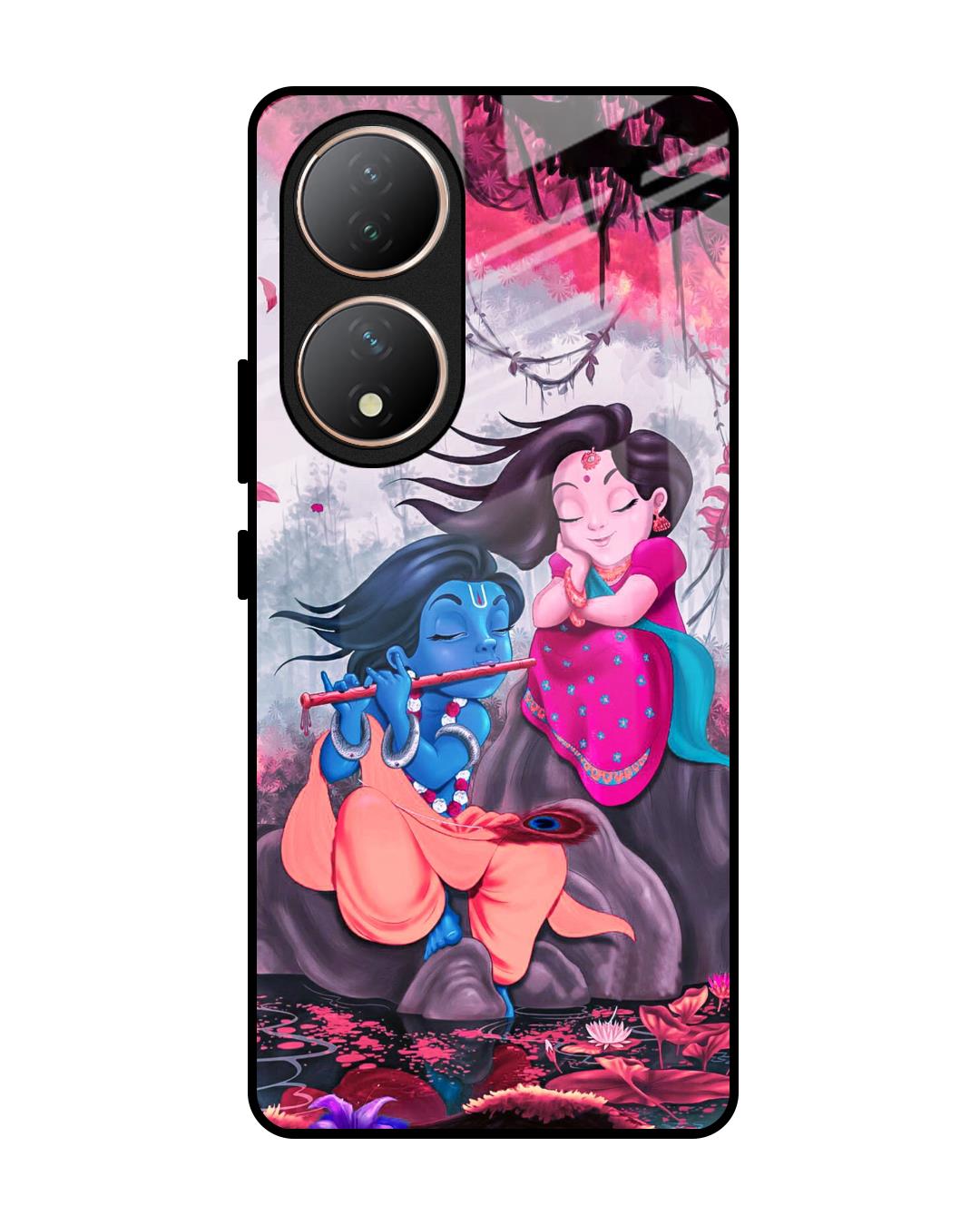 Buy Radha Krishna Art Premium Glass Case for Vivo Y100 5G (Shock Proof ...