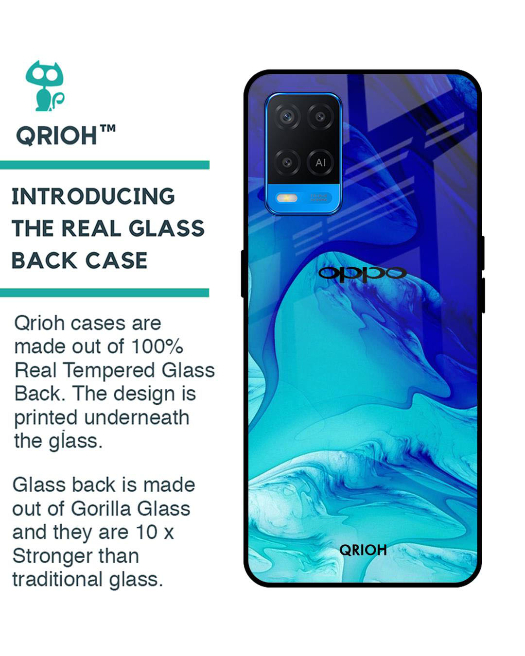 Shop Raging Tides Printed Premium Glass Cover for Oppo A54 (Shock Proof, Lightweight)-Back