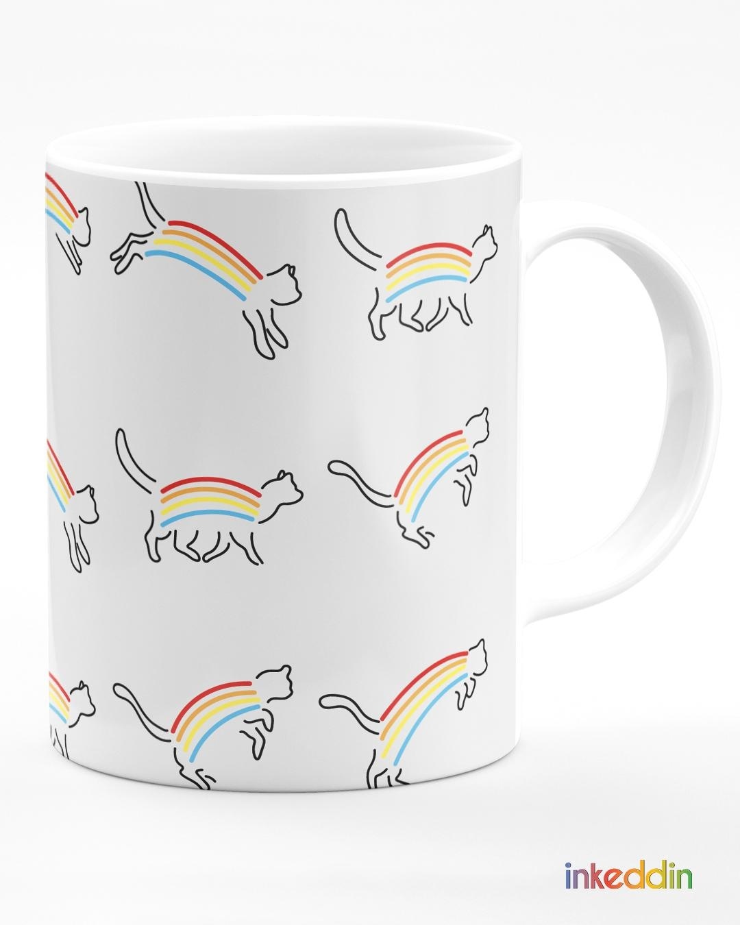 Shop Rainbow Cats Printed Ceramic Coffee Mug (330ml, Single piece)-Back
