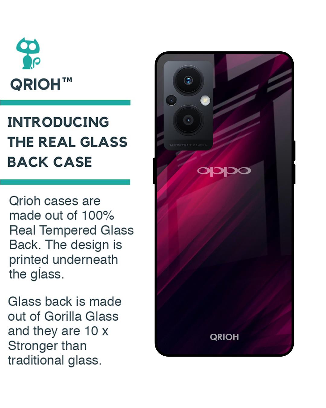 Shop Razor Black Premium Glass Case for Oppo F21s Pro (Shock Proof, Scratch Resistant)-Back