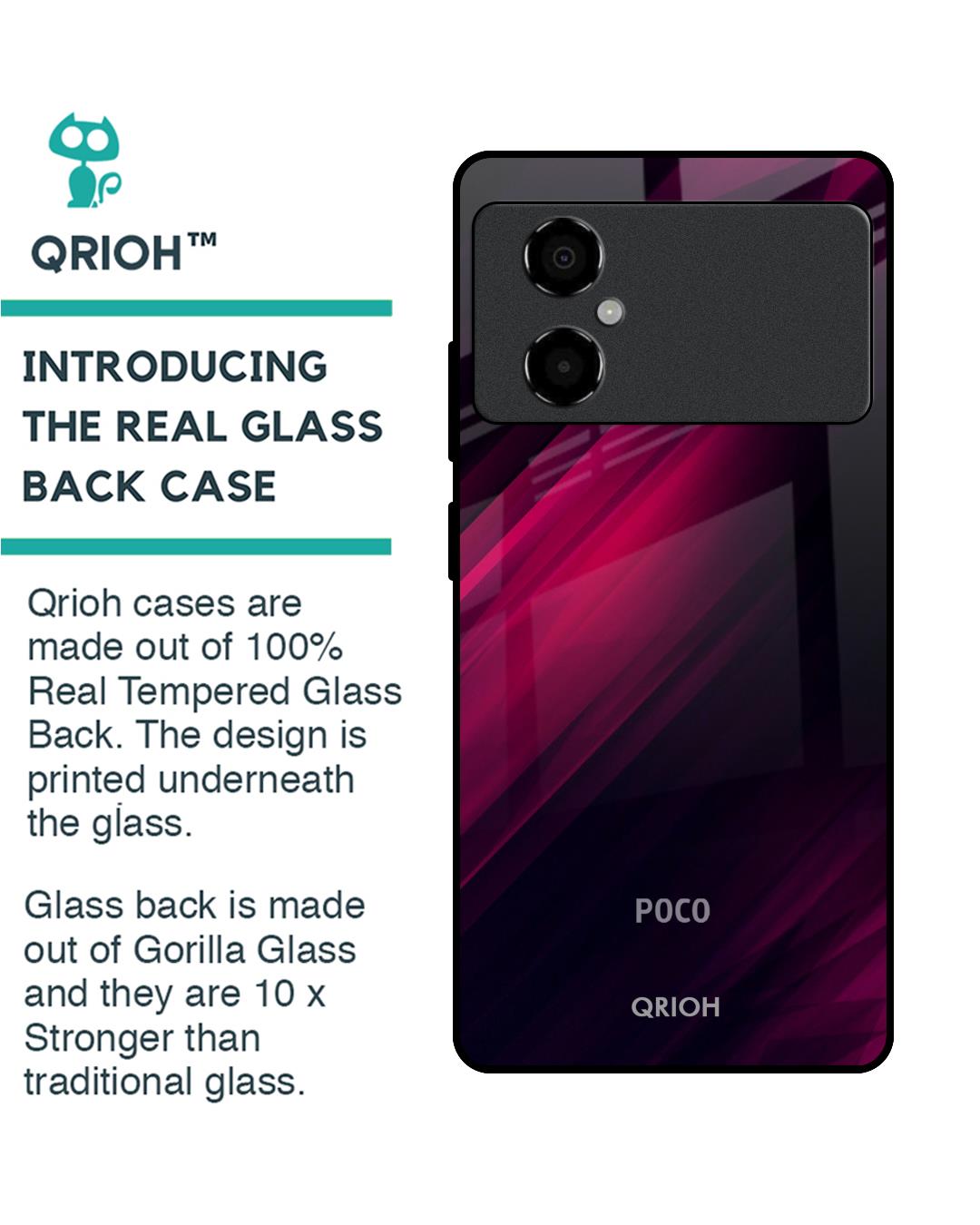 Shop Razor Black Premium Glass Case for Poco M4 5G (Shock Proof, Scratch Resistant)-Back