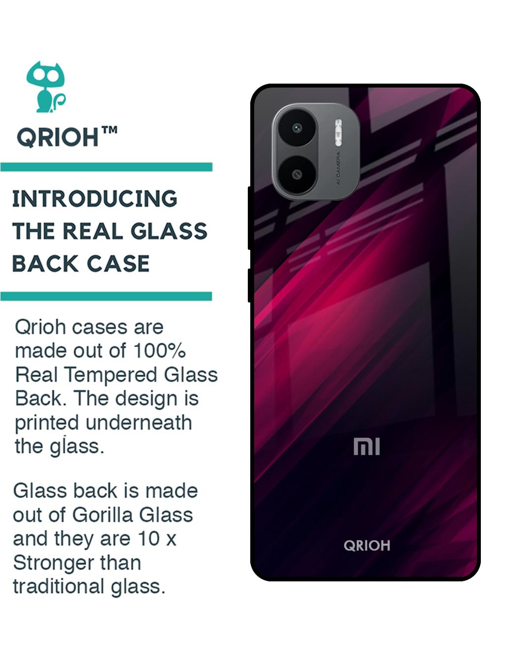 Shop Razor Black Premium Glass Case for Redmi A1 (Shock Proof, Scratch Resistant)-Back