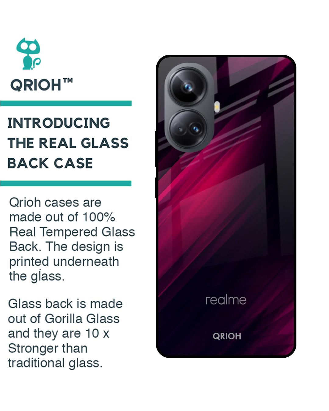Shop Razor Black Printed Premium Glass Case for Realme 10 Pro Plus 5G (Shock Proof,Scratch Resistant)-Back