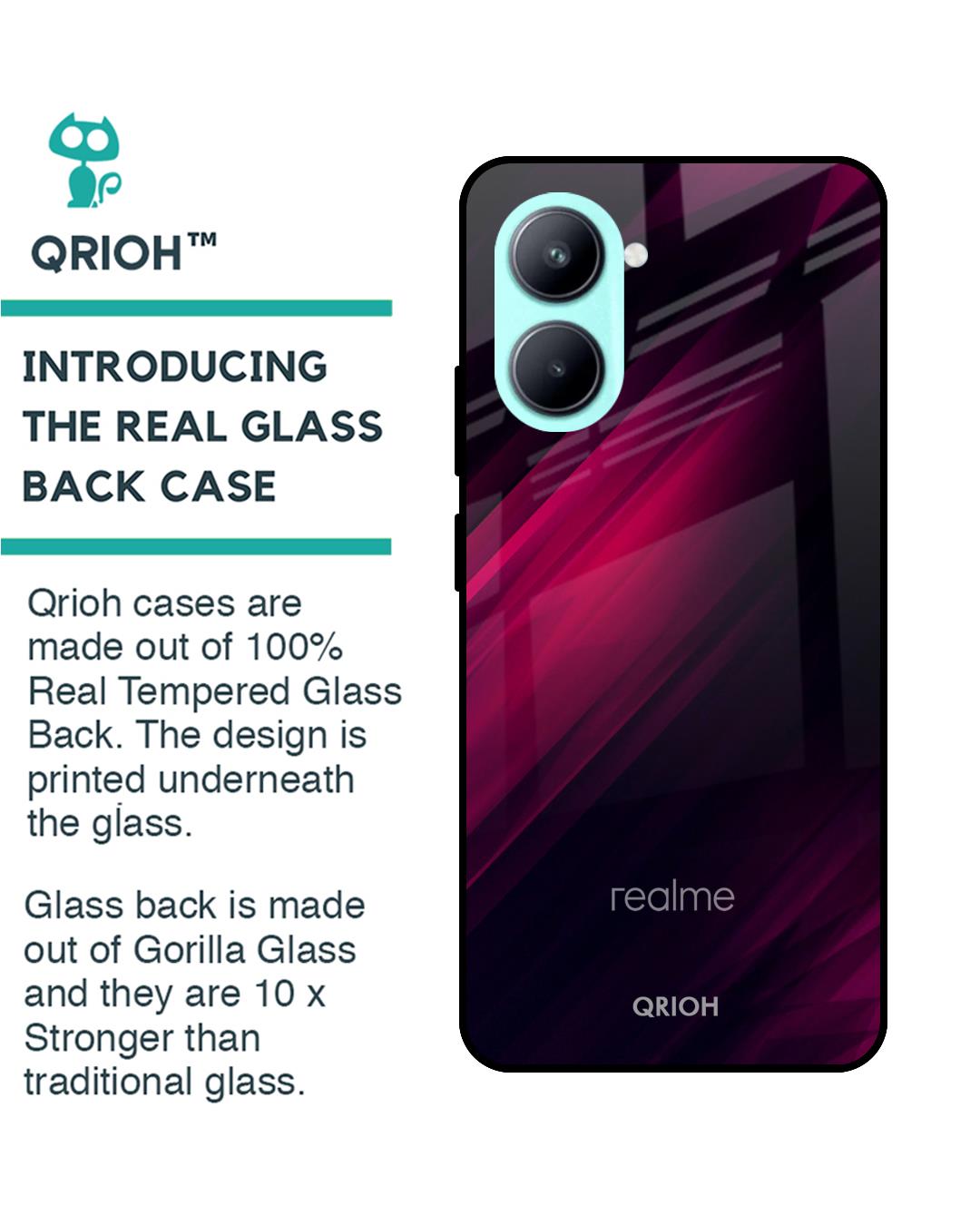 Shop Razor Black Printed Premium Glass Case for Realme C33 (Shock Proof,Scratch Resistant)-Back