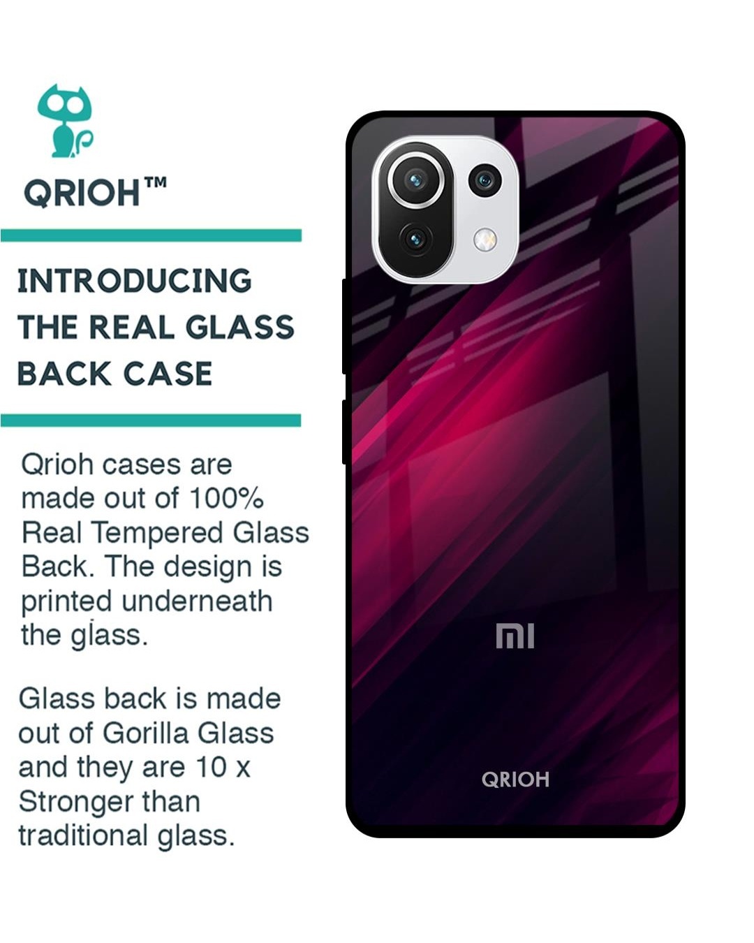 Shop Razor Printed Premium Glass Cover For Mi 11 Lite NE 5G (Shockproof, Light Weight)-Back