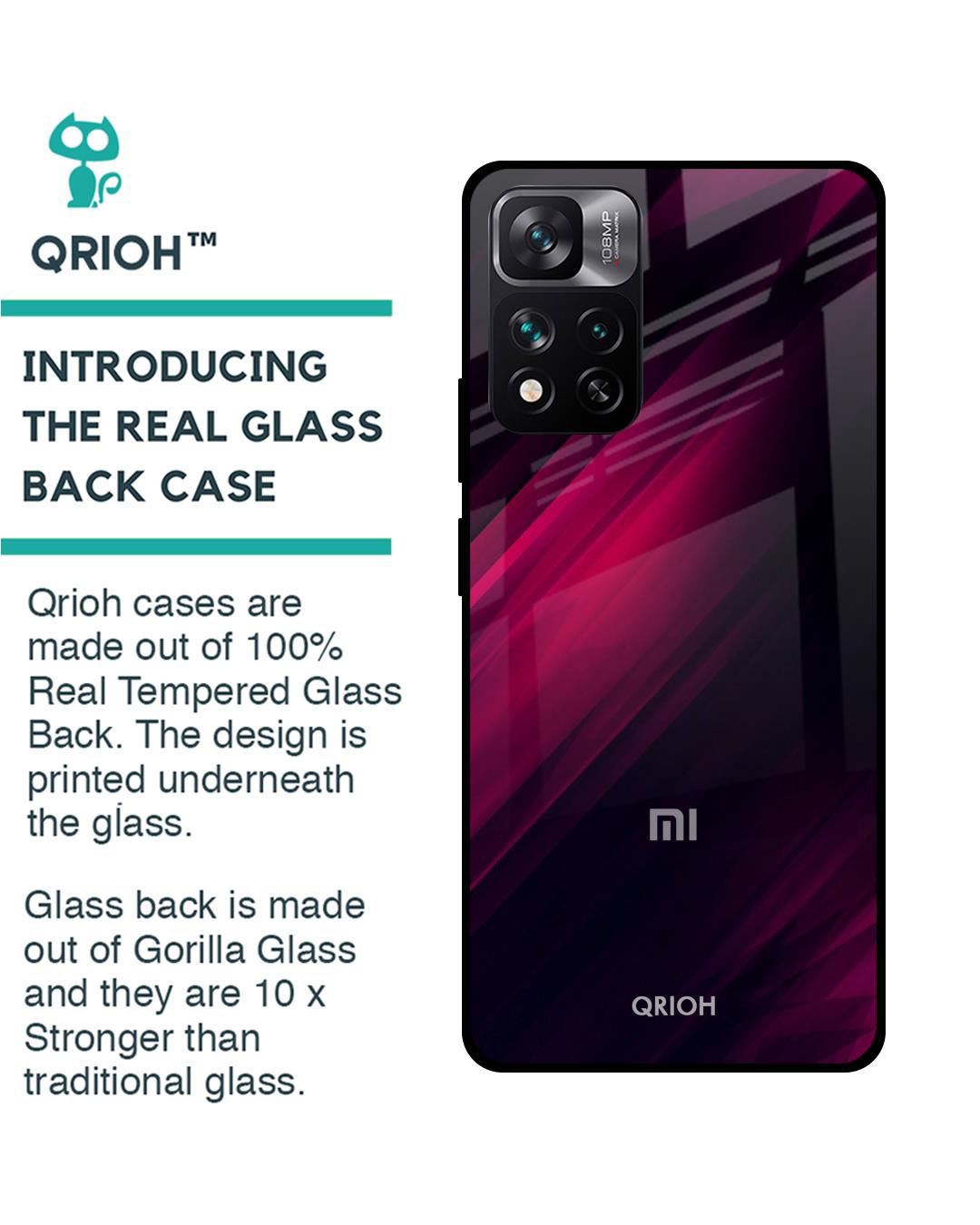 Shop Razor Printed Premium Glass Cover for Mi 11i (Shock Proof, Lightweight)-Back