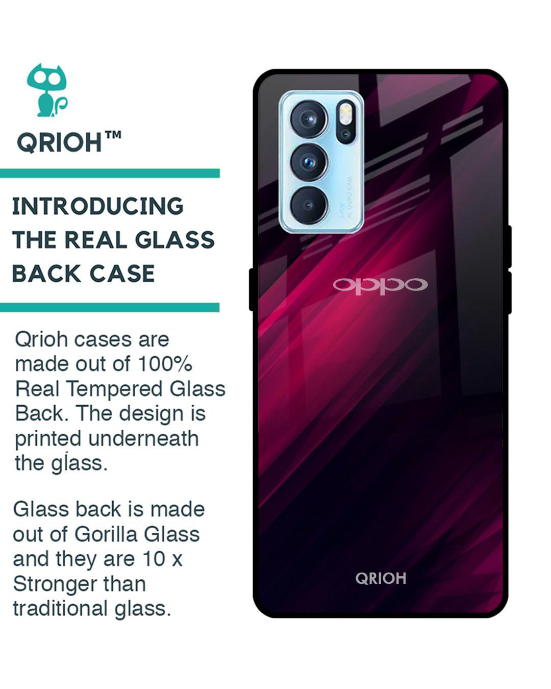 Shop Razor Printed Premium Glass Cover for Oppo Reno 6 Pro (Shock Proof, Lightweight)-Back