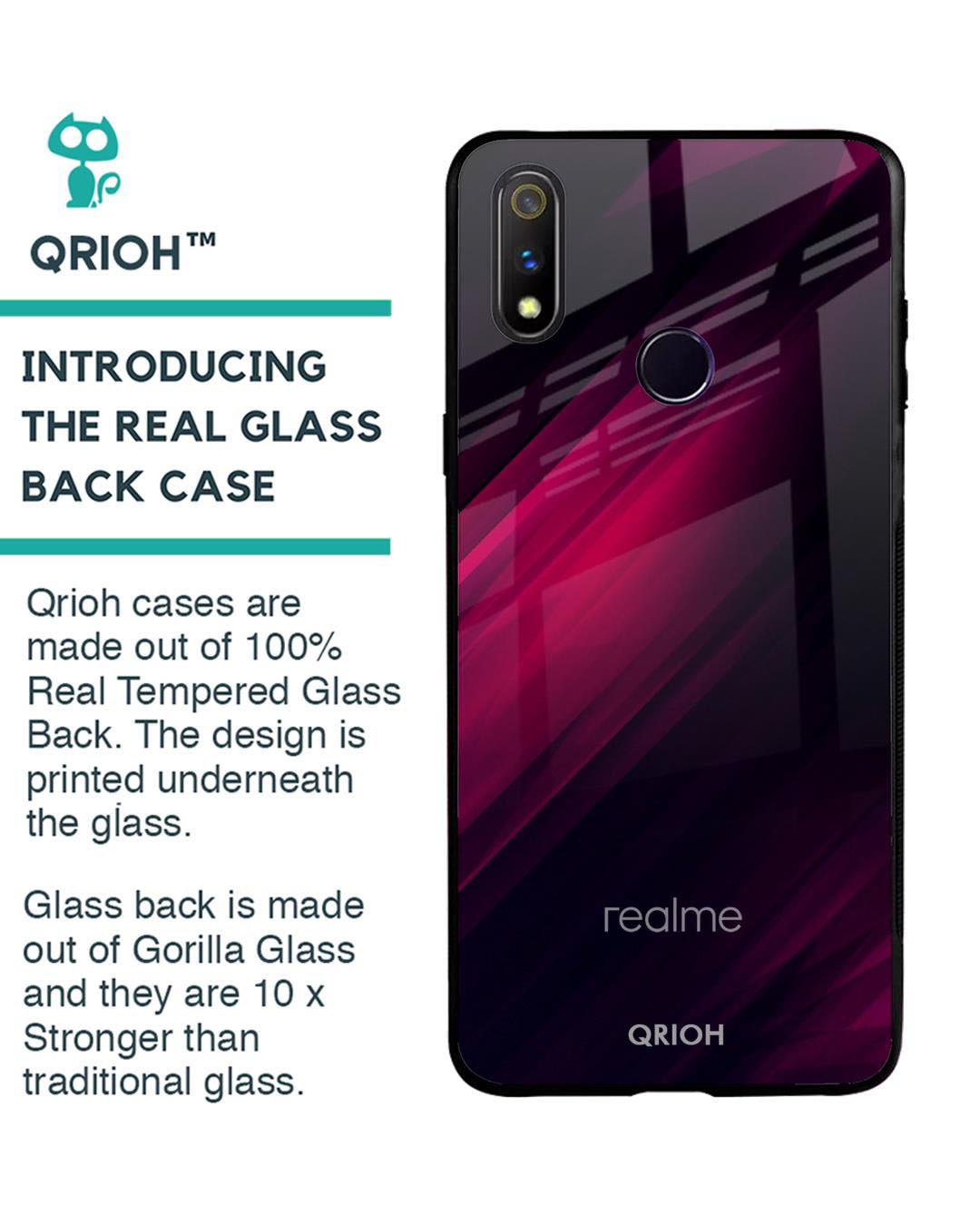 Shop Razor Printed Premium Glass Cover for Realme 3 Pro (Shock Proof, Lightweight)-Back