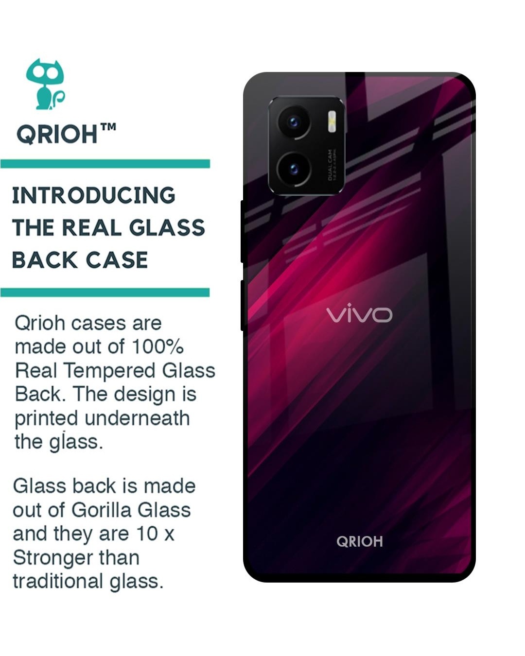 Shop Razor Printed Premium Glass Cover for Vivo Y15s (Shockproof, Light Weight)-Back
