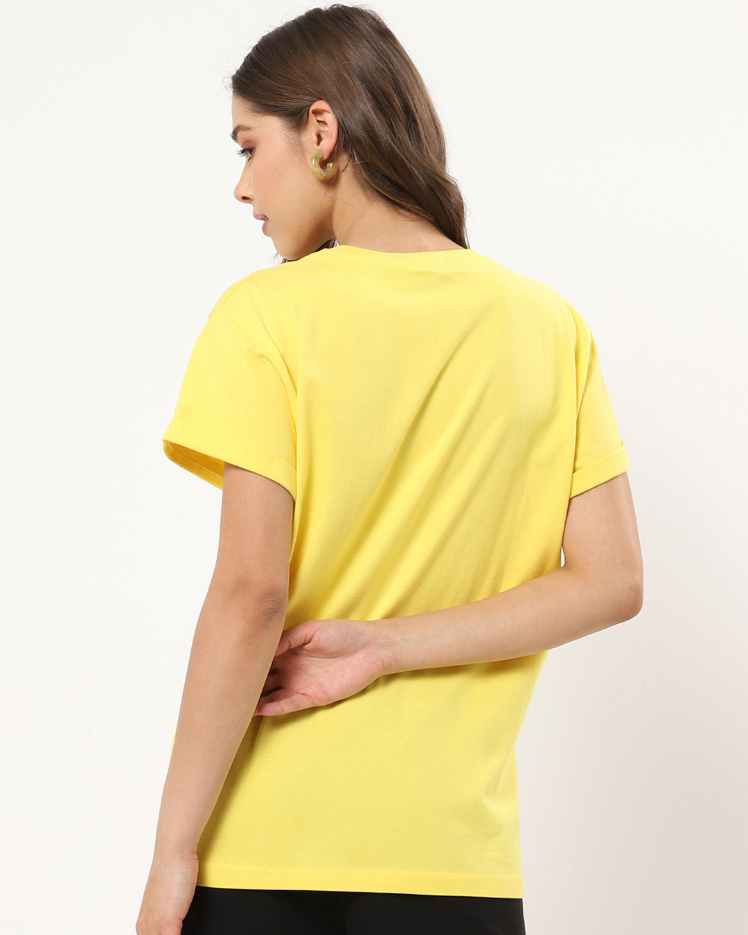Shop Women's Yellow Ready For A Long Weekend Graphic Printed Boyfriend T-shirt-Back