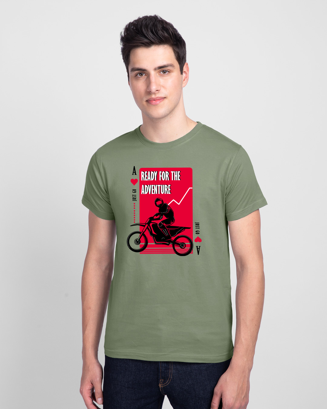 Shop Ready For The Adventure Half Sleeve T-Shirt Moss Green-Back