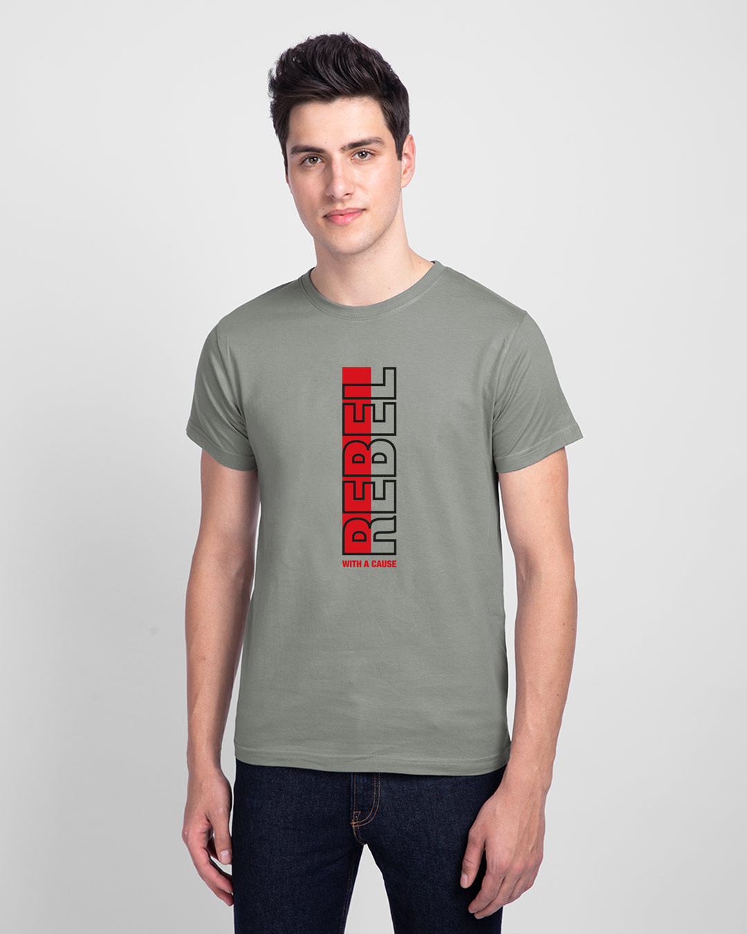 Shop Rebel Stripe Half Sleeve T-Shirt Meteor Grey-Back