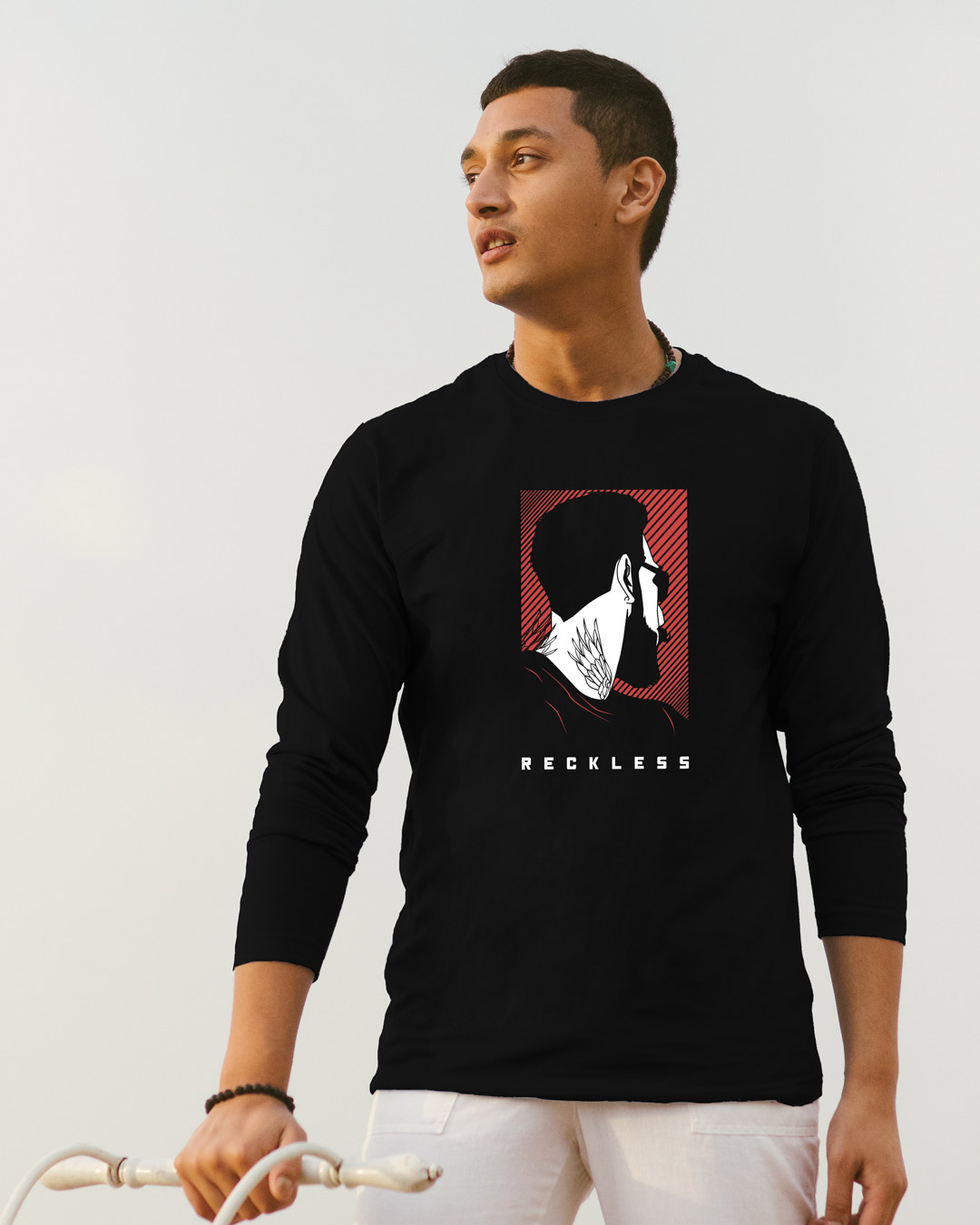 

Reckless Hipster Full Sleeve T-Shirt Men' Printed Full Sleeve T-Shirt Bewakoof.com, Black