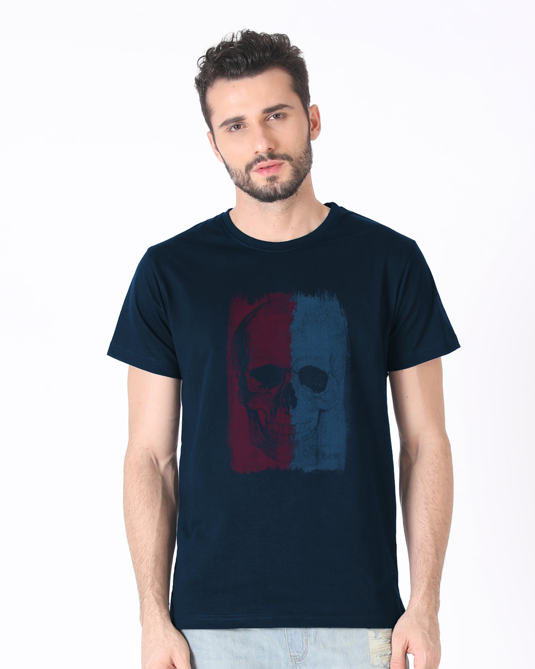 Shop Red And Blue Half Sleeve T-Shirt-Back