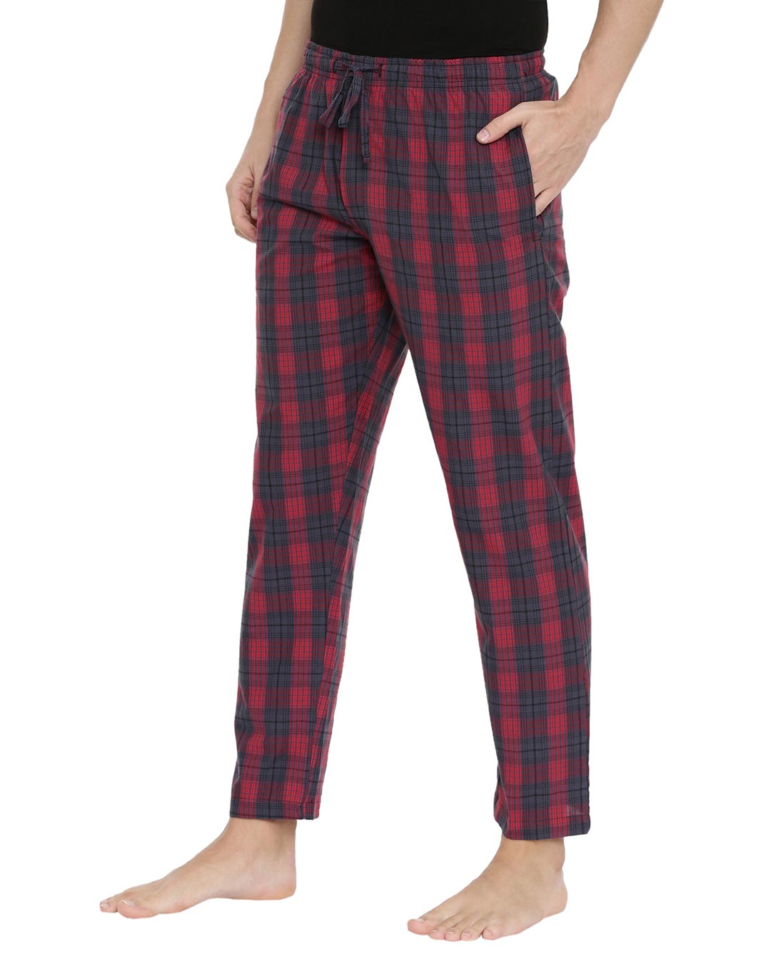 Shop Red And Grey Checked Pyjamas-Back