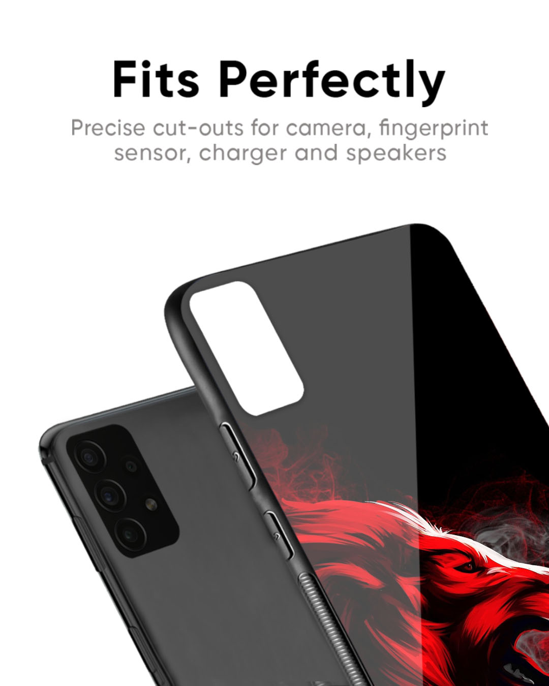 Shop Red Angry Lion Premium Glass Case for Redmi Note 12 Pro+ 5G (Shock Proof, Scratch Resistant)-Back