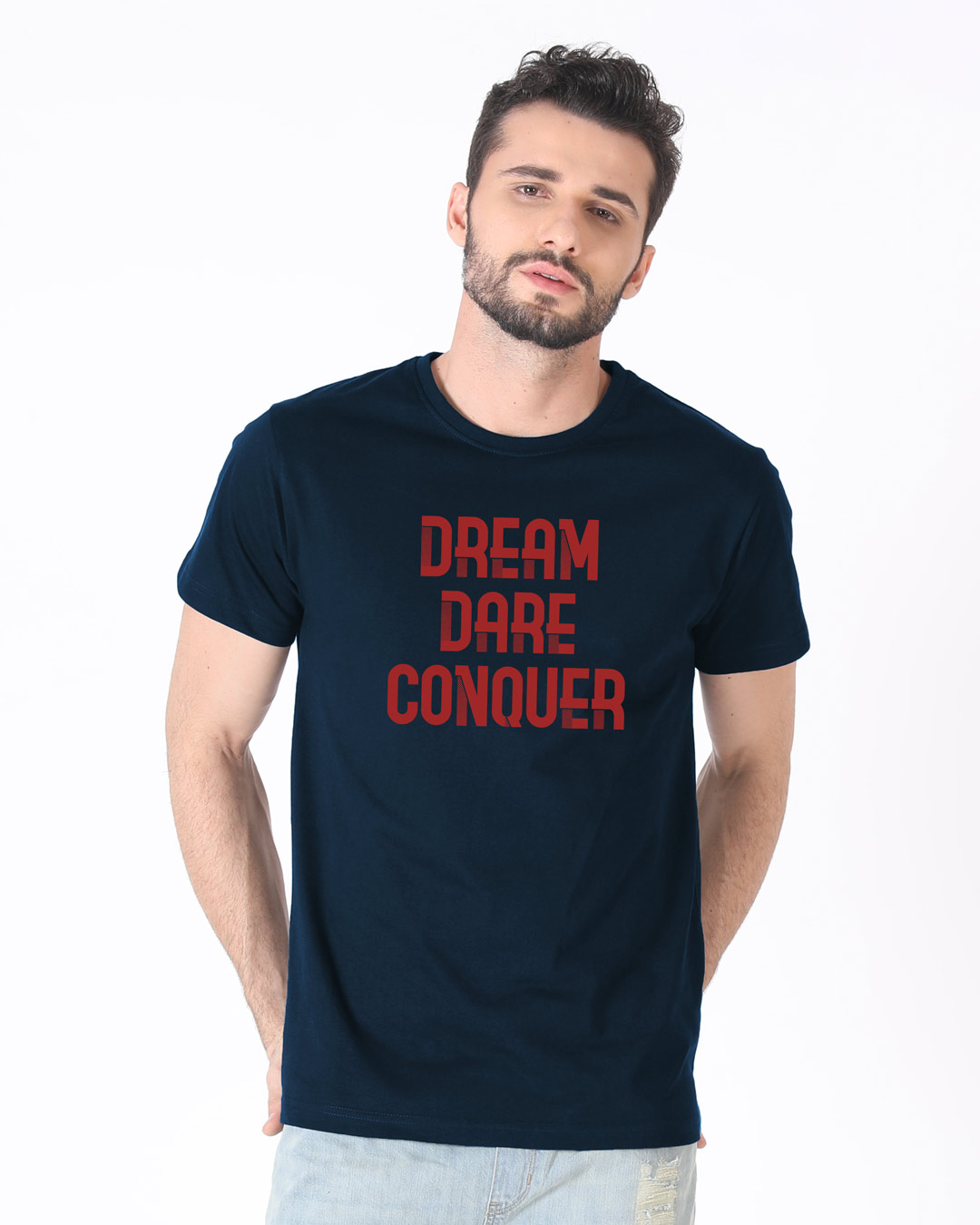 Shop Red Conqueror Half Sleeve T-Shirt-Back