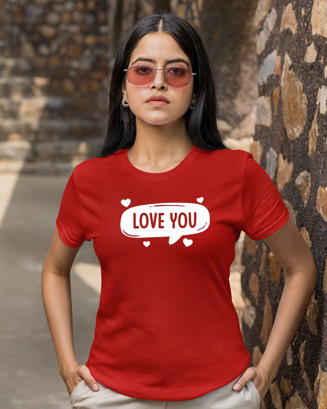 Shop Pack of 2 Red Love You Me Too Typography Cotton T-shirt-Back