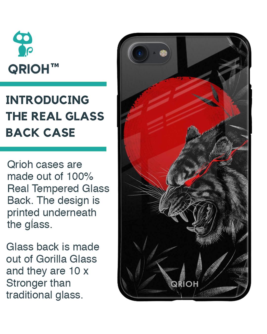Shop Red Moon Tiger Printed Premium Glass Cover For iPhone 8 (Impact Resistant, Matte Finish)-Back