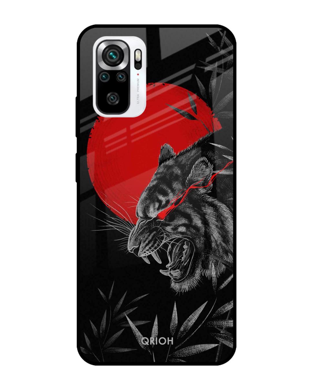 Shop Red Moon Tiger Printed Premium Glass Case for Redmi Note 11 SE (Shock Proof,Scratch Resistant)-Front