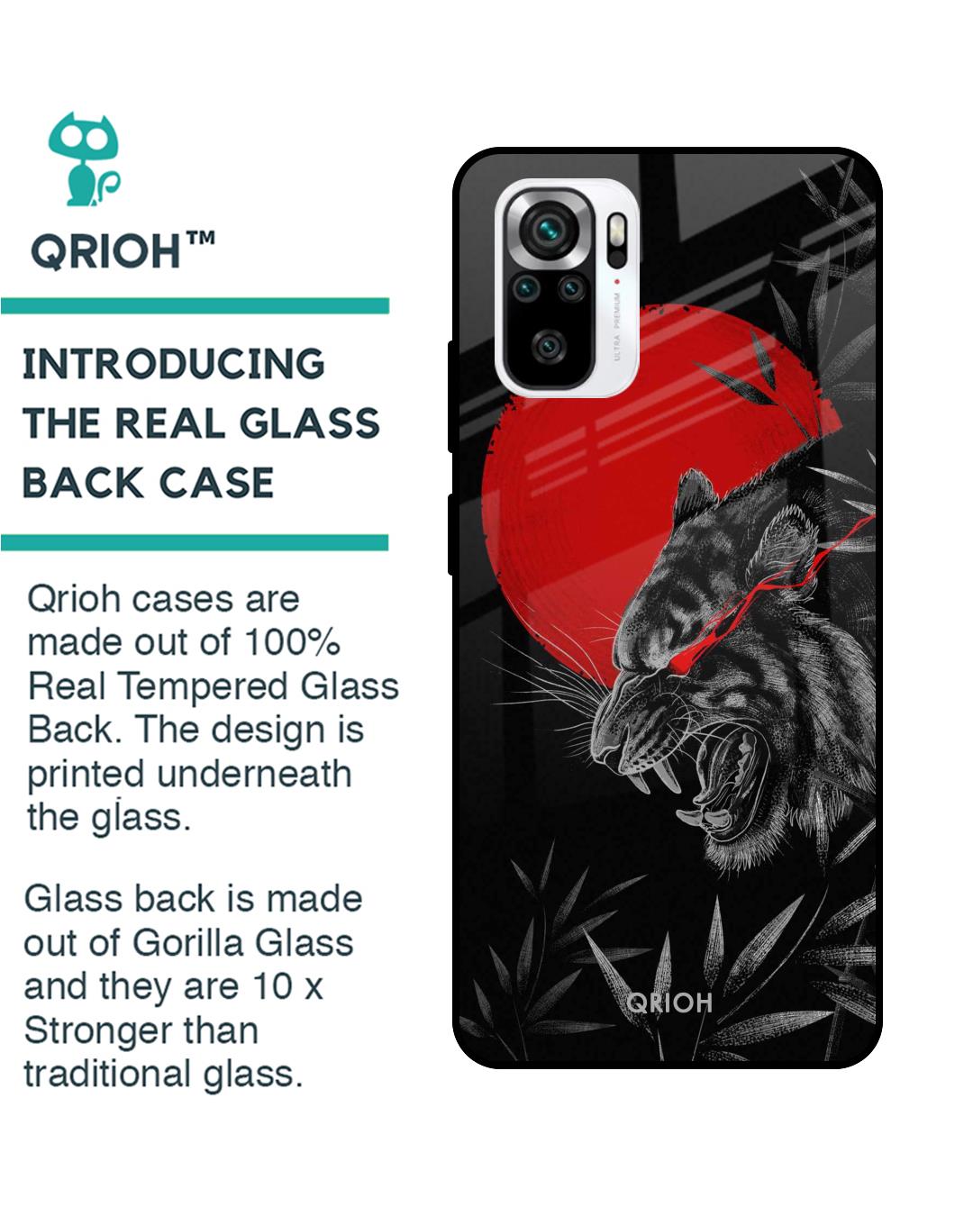 Shop Red Moon Tiger Printed Premium Glass Case for Redmi Note 11 SE (Shock Proof,Scratch Resistant)-Back