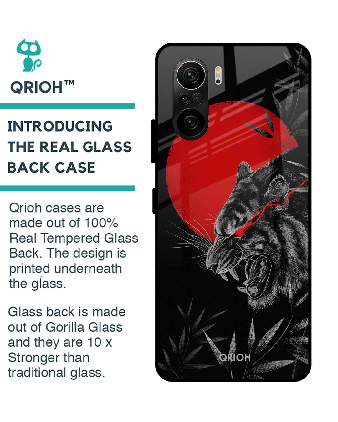 Shop Red Moon Tiger Printed Premium Glass Cover For Mi 11X (Impact Resistant, Matte Finish)-Back