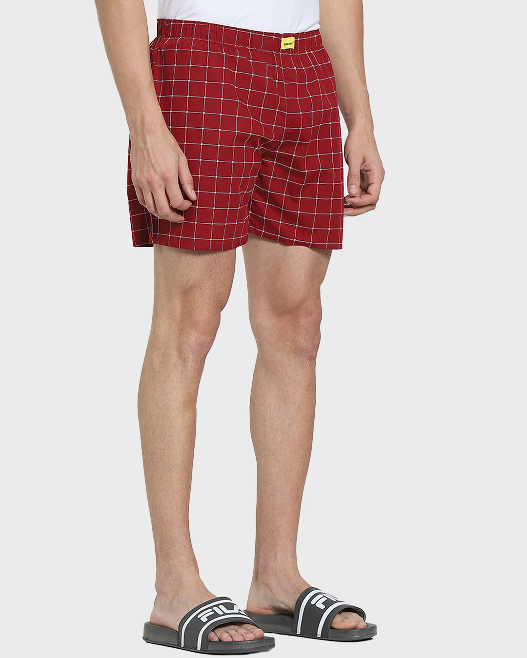 Shop Men's Red Checked Boxers-Back