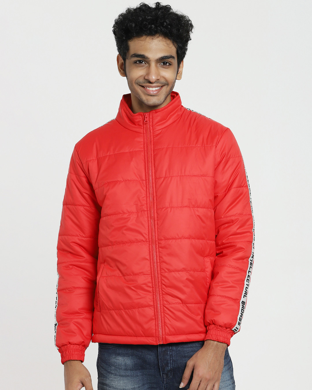 Shop Men's Red Puffer Jacket-Back