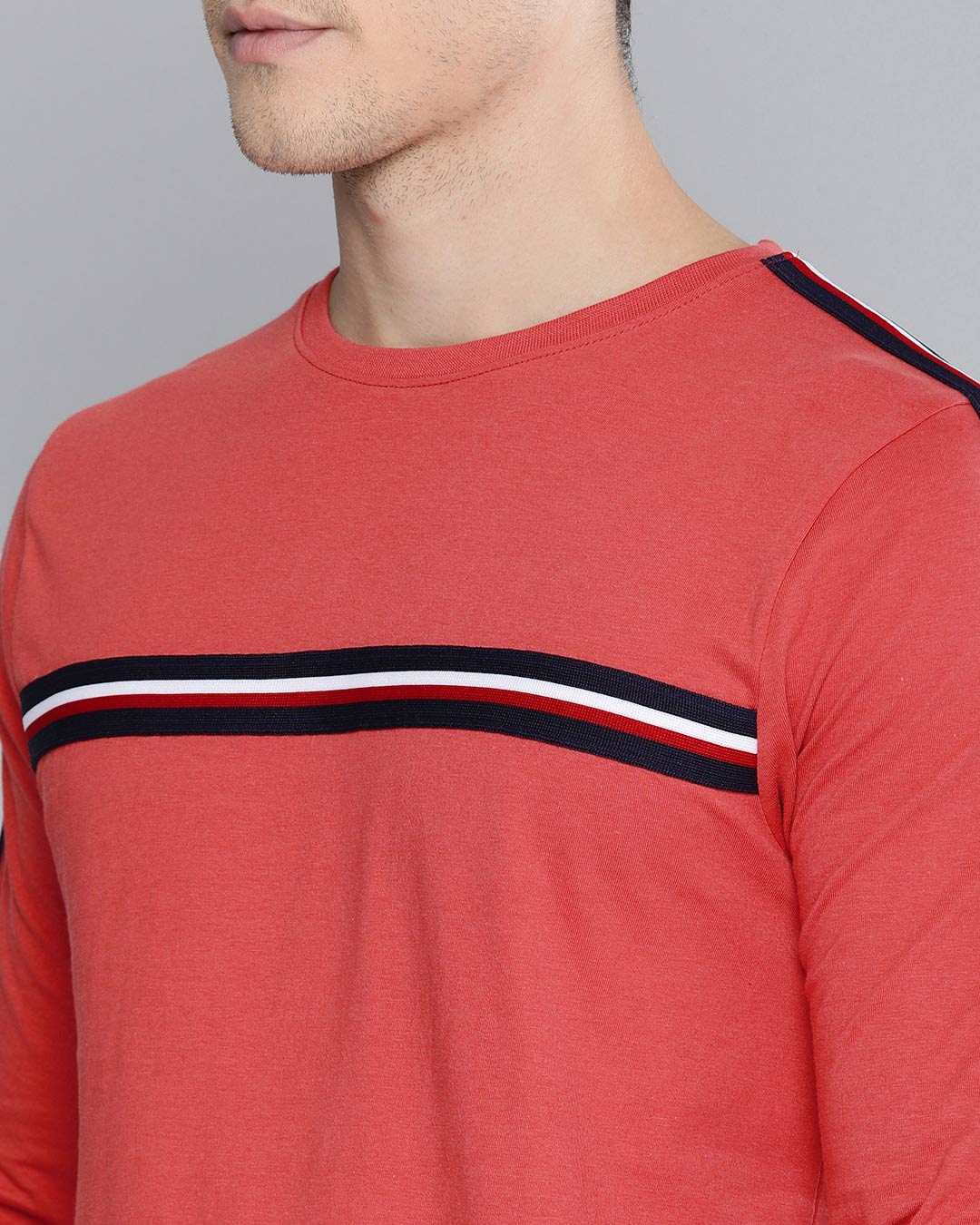 Shop Red Solid Full Sleeves T-Shirt-Back