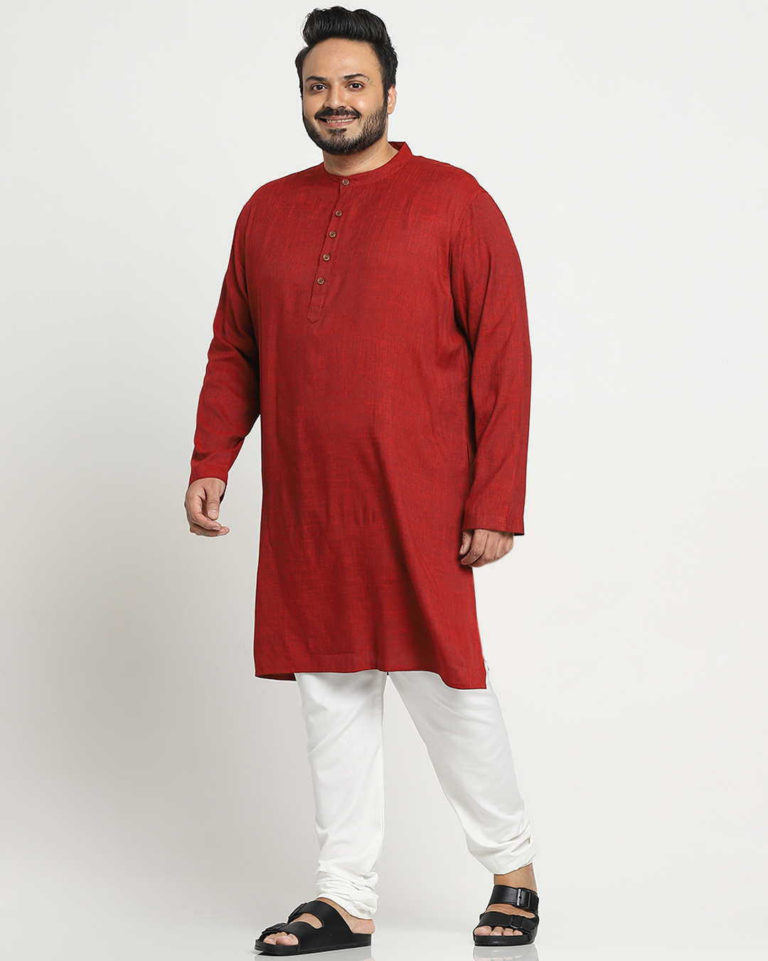 Shop Men's Red Relaxed Fit Plus Size Kurta-Back