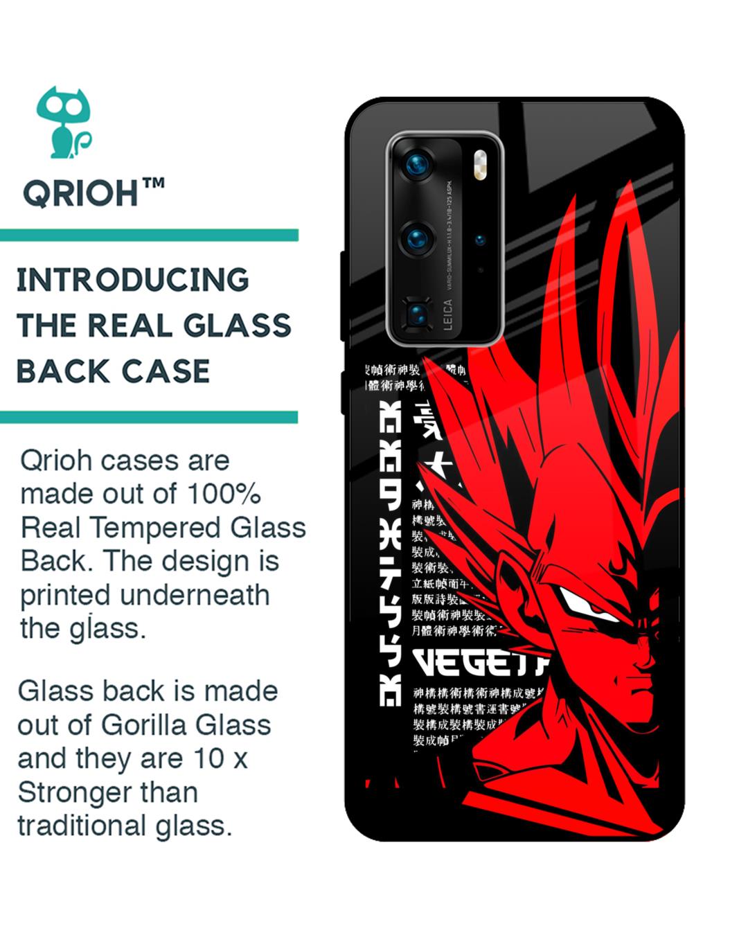 Shop Red Vegeta forPremium Glass Case for Huawei P40 Pro (Shock Proof, Scratch Resistant)-Back