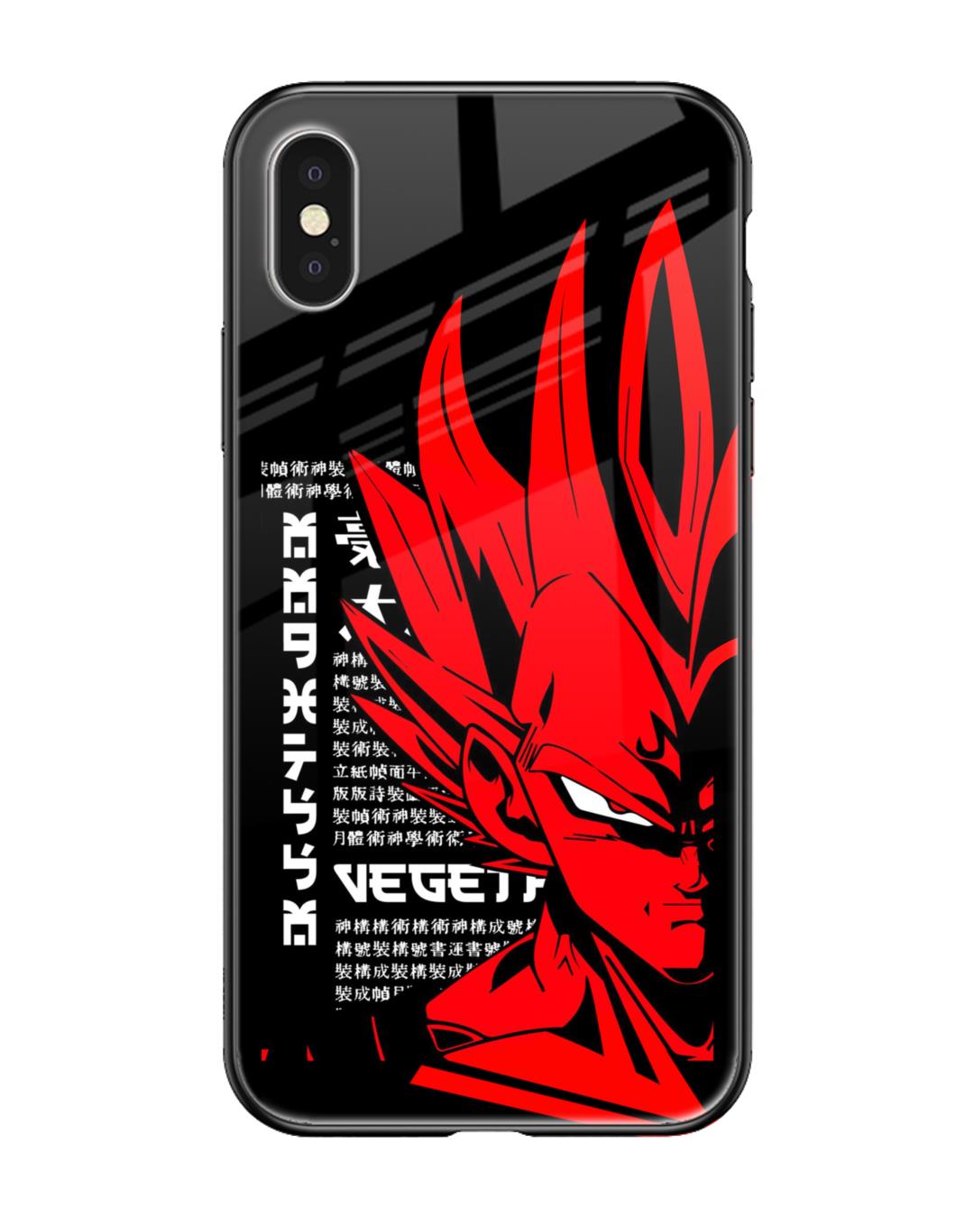 Shop Red Vegeta Premium Glass Case for Apple iPhone X (Shock Proof,Scratch Resistant)-Front