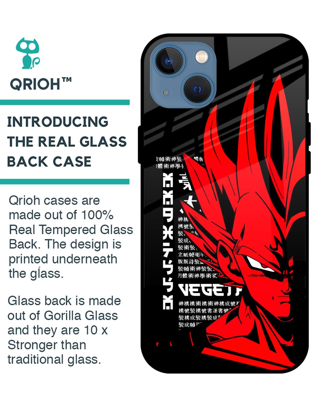 Shop Red Vegeta Premium Glass Case for iPhone 13 mini (Shock Proof, Scratch Resistant)-Back