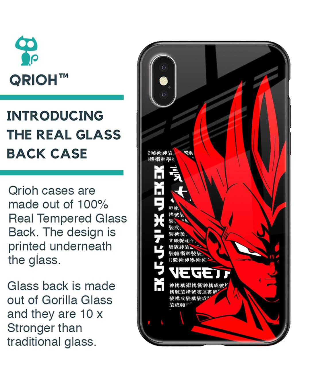 Shop Red Vegeta Premium Glass Case for iPhone XS Max (Shock Proof, Scratch Resistant)-Back