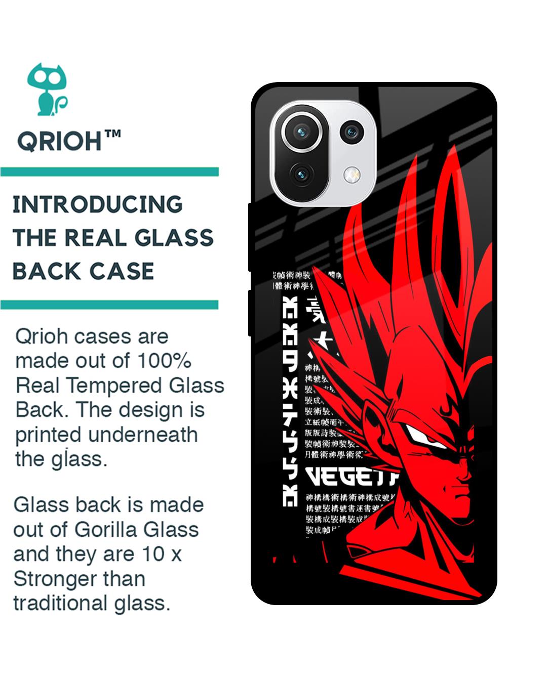 Shop Red Vegeta Premium Glass Case for Mi 11 Lite NE 5G (Shock Proof,Scratch Resistant)-Back
