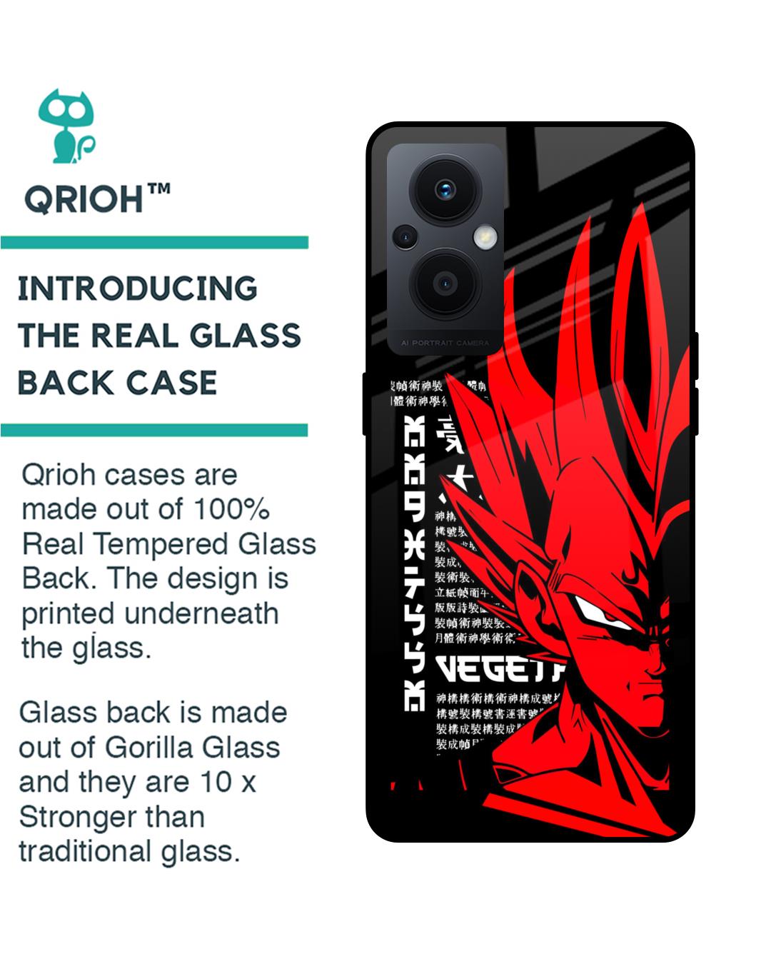 Shop Red Vegeta Premium Glass Case for Oppo F21s Pro 5G (Shock Proof,Scratch Resistant)-Back