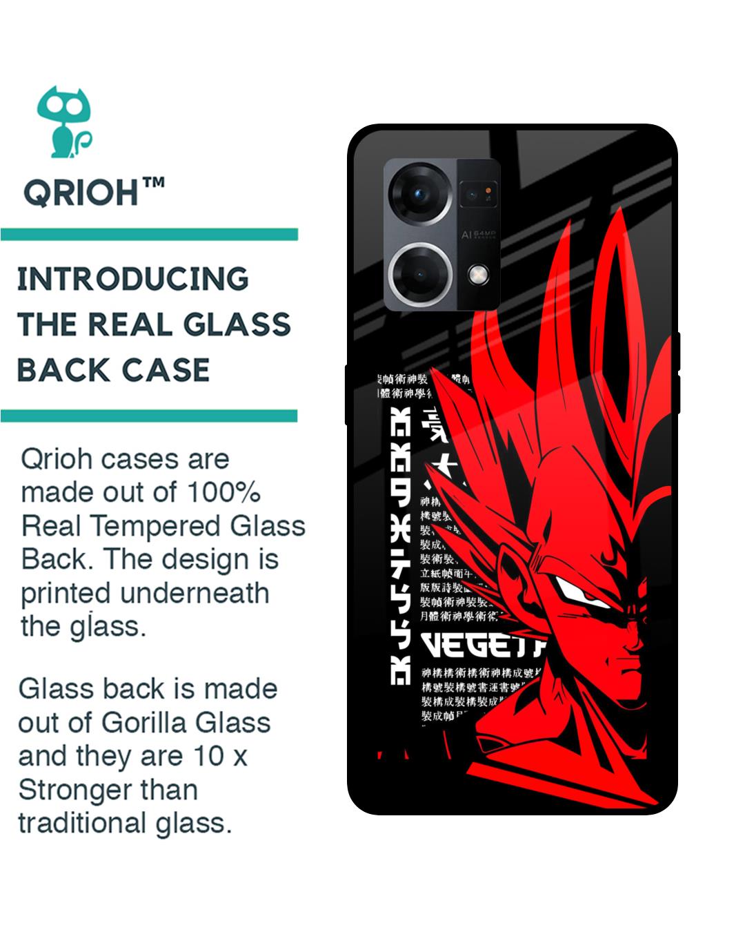 Shop Red Vegeta Premium Glass Case for Oppo F21s Pro (Shock Proof,Scratch Resistant)-Back