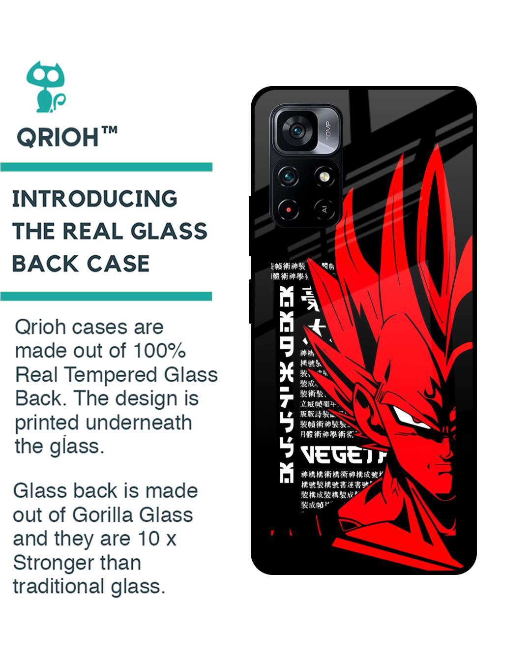 Shop Red Vegeta Premium Glass Case for Poco M4 Pro 5G(Shock Proof, Scratch Resistant)-Back