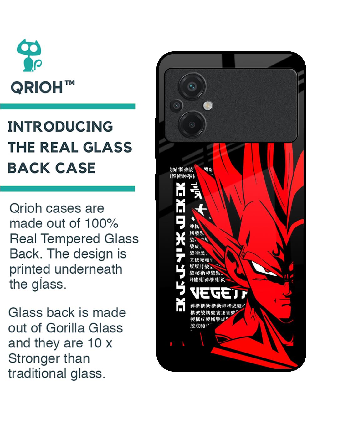 Shop Red Vegeta Premium Glass Case for Poco M5 (Shock Proof,Scratch Resistant)-Back