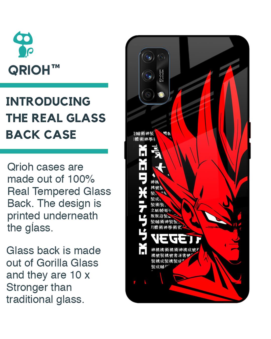 Shop Red Vegeta Premium Glass Case for Realme 7 pro (Shock Proof, Scratch Resistant)-Back