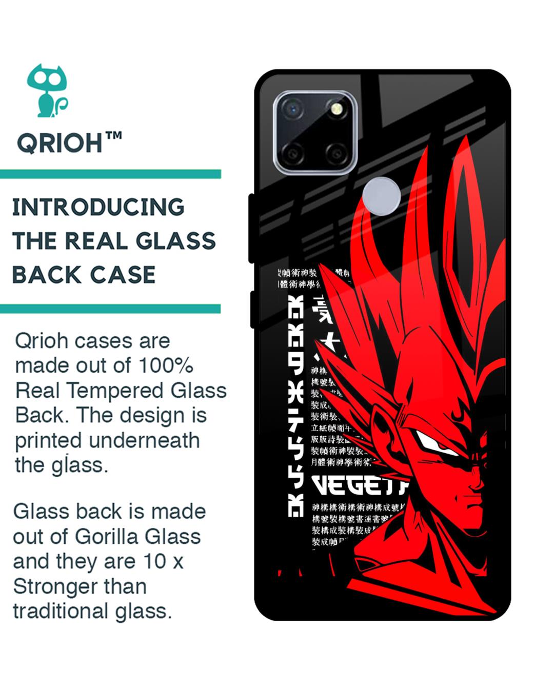 Shop Red Vegeta Premium Glass Case for Realme C12 (Shock Proof, Scratch Resistant)-Back