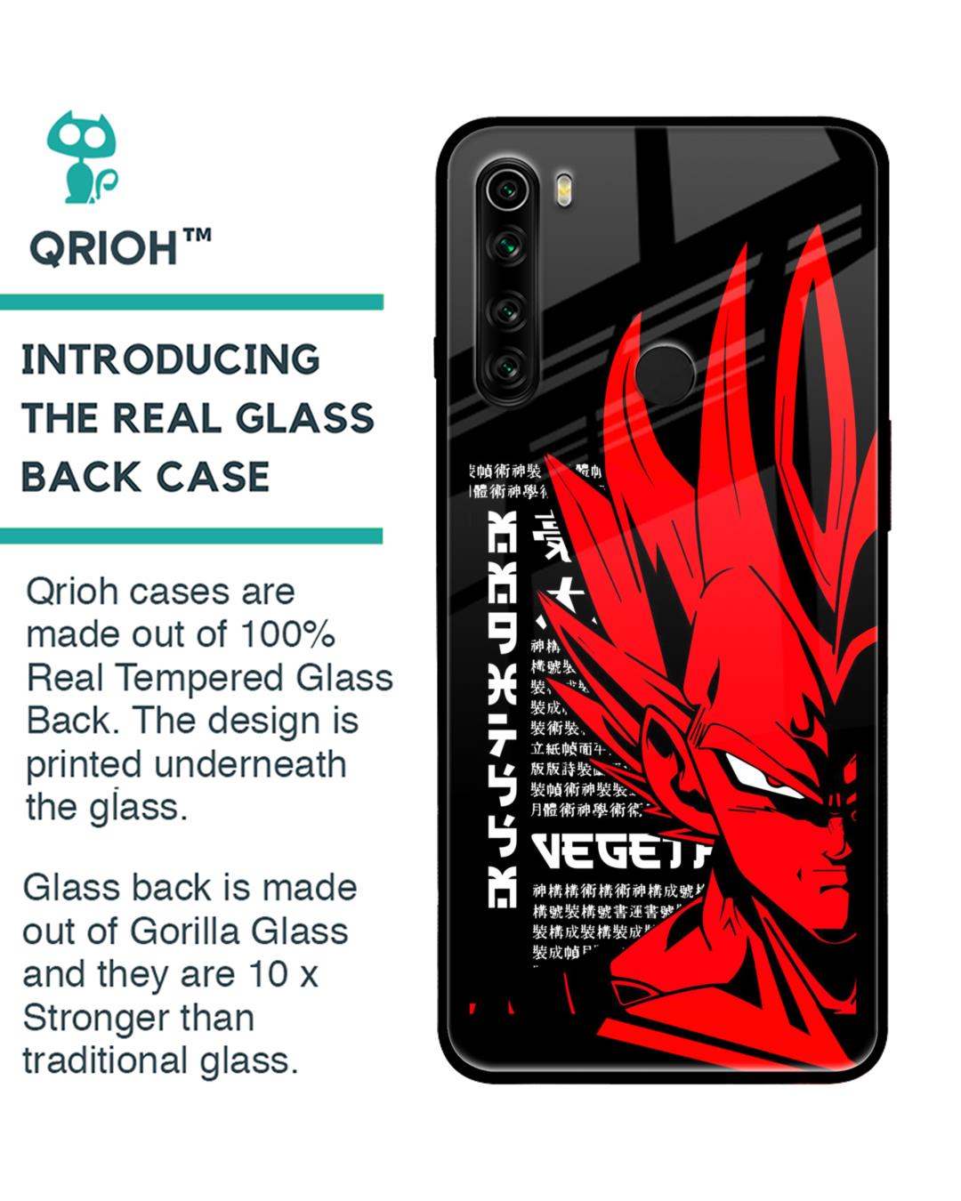 Shop Red Vegeta Premium Glass Case for Redmi Note 8 (Shock Proof,Scratch Resistant)-Back