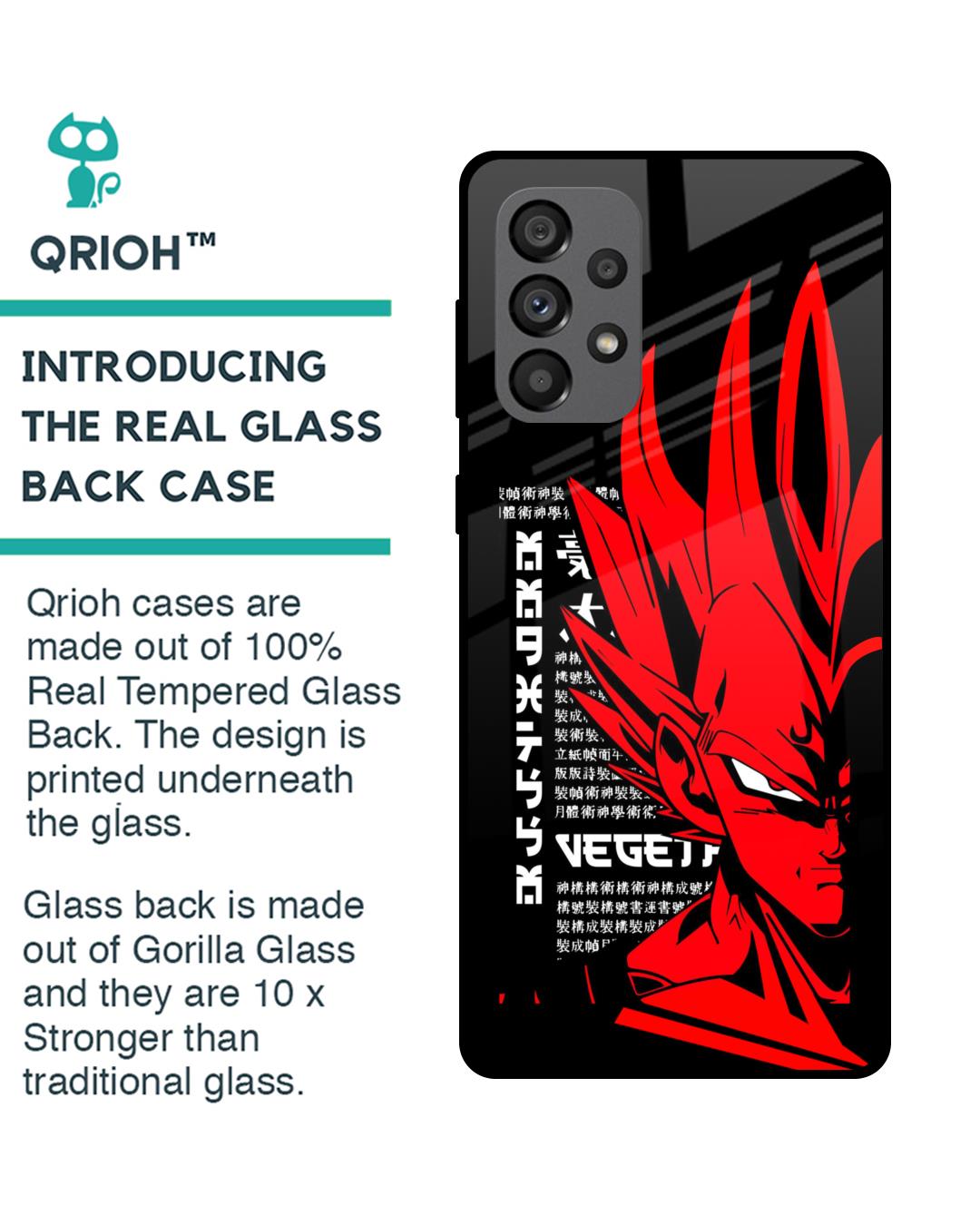Shop Red Vegeta Premium Glass Case for Samsung Galaxy A73 5G (Shock Proof,Scratch Resistant)-Back